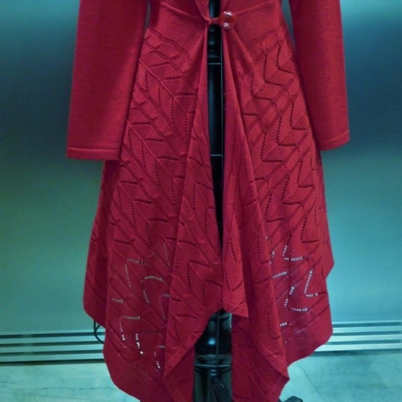 Maiharia Aurora Long Red Draped Front Cardigan - Picture 2 of 4